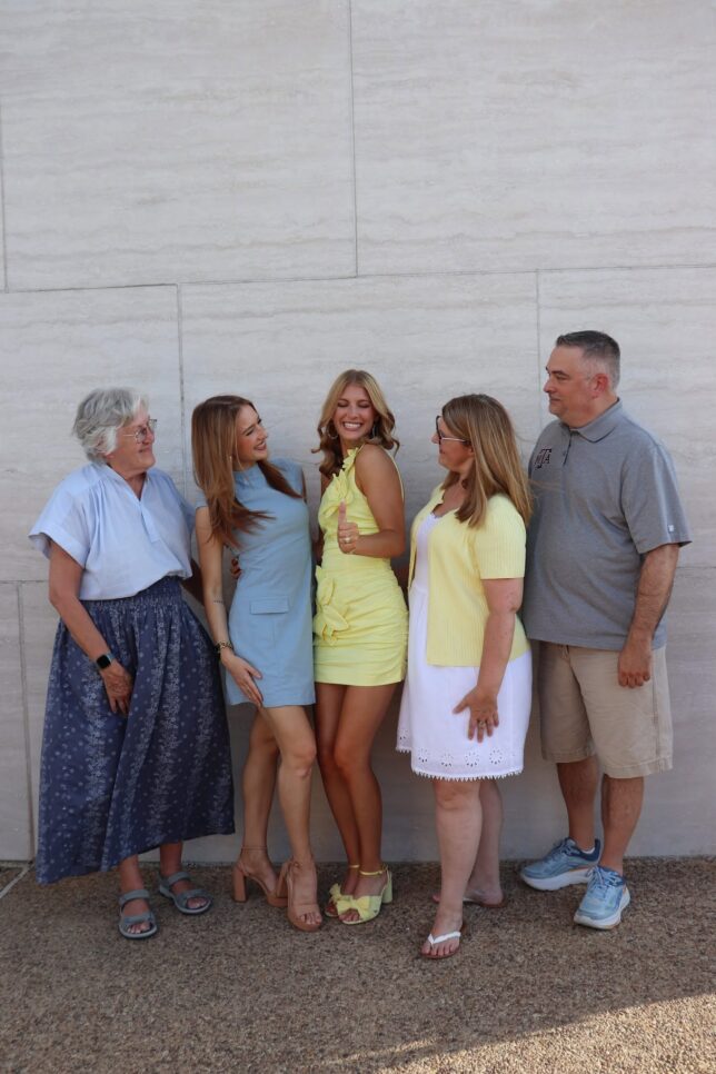 Aggie student, Brooke Rowe, celebrating Ring Day with family at Texas A&M.